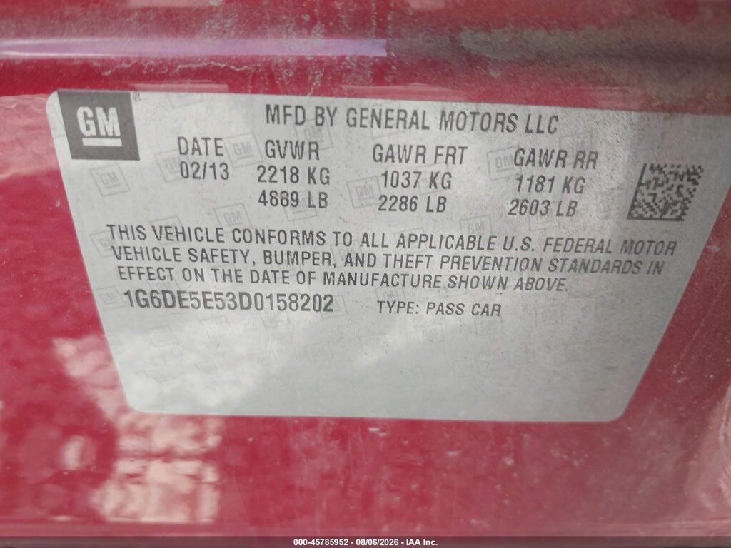 1G6DE5E53D0158202 2013 CADILLAC CTS photo no. 9