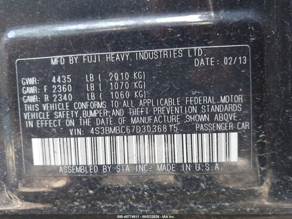 4S3BMBC67D3036815 2013 SUBARU LEGACY photo no. 9