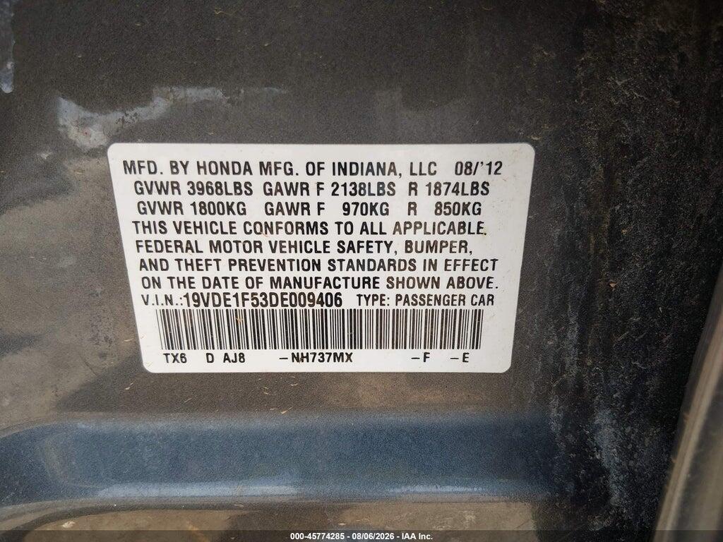 19VDE1F53DE009406 2013 ACURA ILX photo no. 9