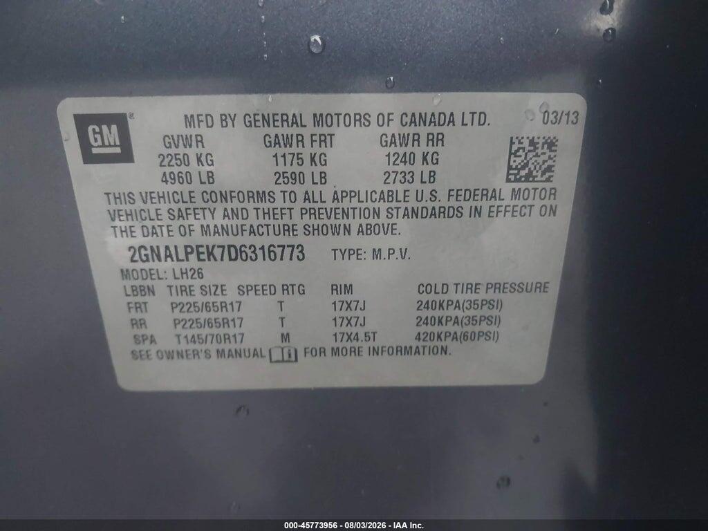 2GNALPEK7D6316773 2013 CHEVROLET EQUINOX photo no. 9