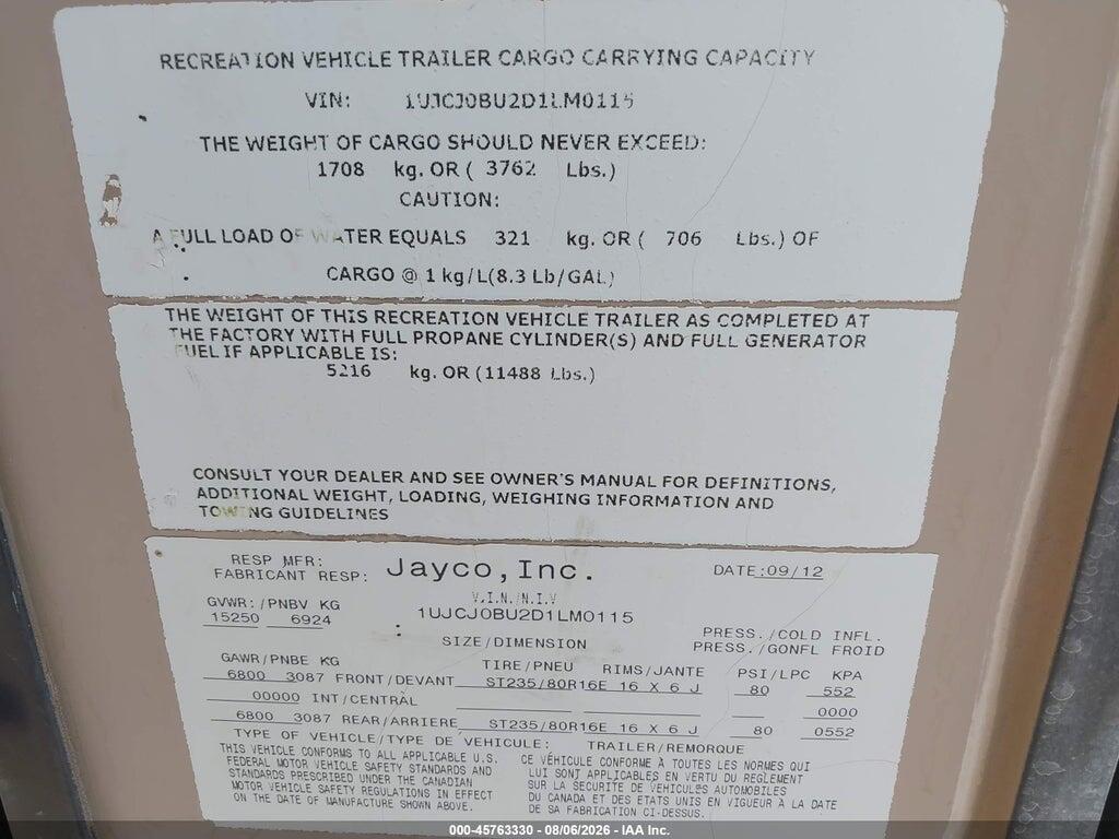1UJCJ0BU2D1LM0115 2013 JAYCO EAGLE TRAVEL TRAILER 351RLTS photo no. 9