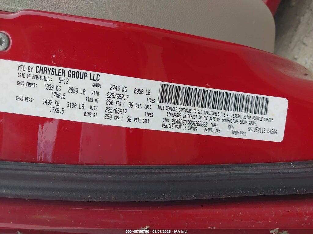 2C4RDGDG6DR768802 2013 DODGE GRAND CARAVAN photo no. 9