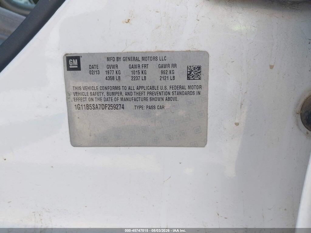 1G11B5SA7DF259274 2013 CHEVROLET MALIBU photo no. 9
