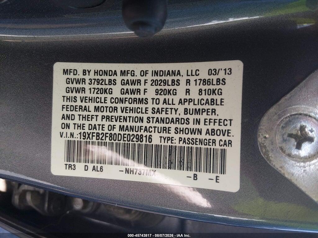 19XFB2F80DE029816 2013 HONDA CIVIC photo no. 9
