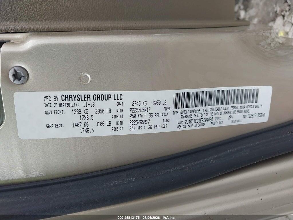2C4RC1CG1ER204090 2014 CHRYSLER TOWN & COUNTRY photo no. 9