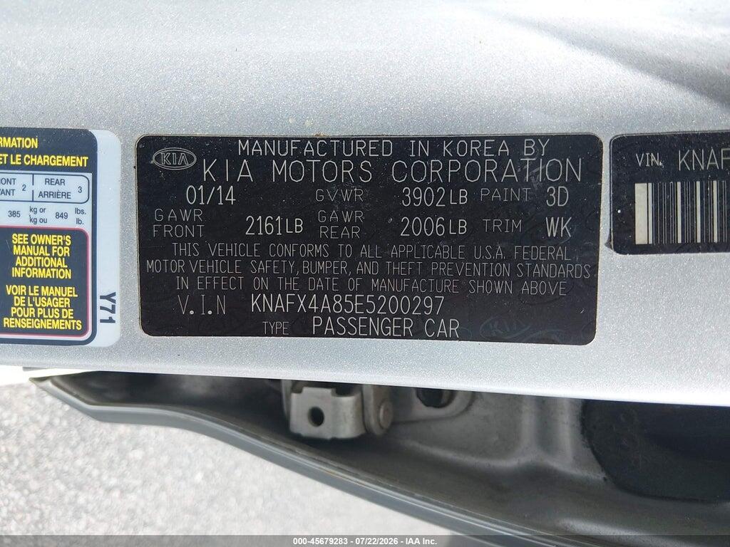 KNAFX4A85E5200297 2014 KIA FORTE photo no. 9