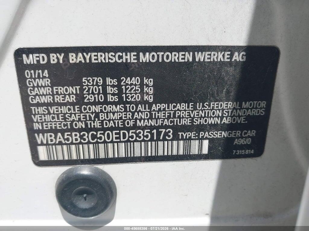 WBA5B3C50ED535173 2014 BMW 535I photo no. 9