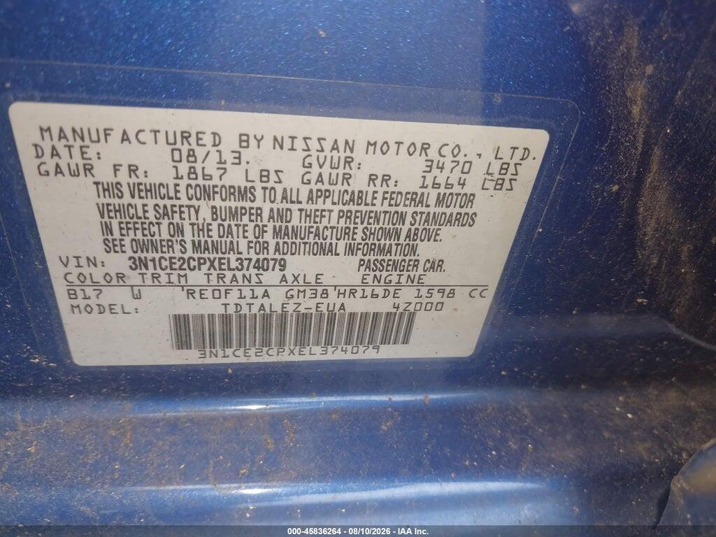 3N1CE2CPXEL374079 2014 NISSAN VERSA NOTE photo no. 9