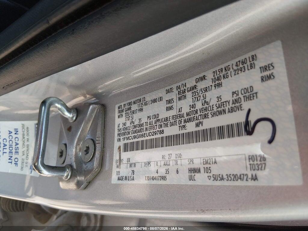 1FMCU9GX6EUD29788 2014 FORD ESCAPE photo no. 9
