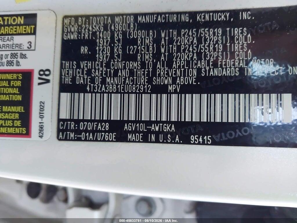 4T3ZA3BB1EU082912 2014 TOYOTA VENZA photo no. 9