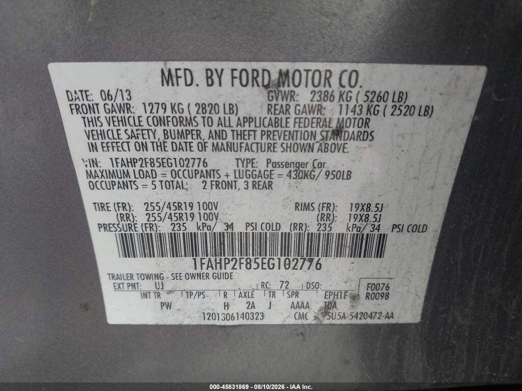 1FAHP2F85EG102776 2014 FORD TAURUS photo no. 9