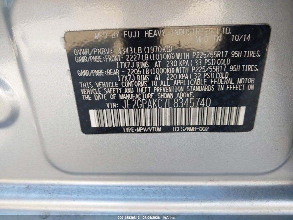 JF2GPAKC7E8345740 2014 SUBARU XV CROSSTREK photo no. 9