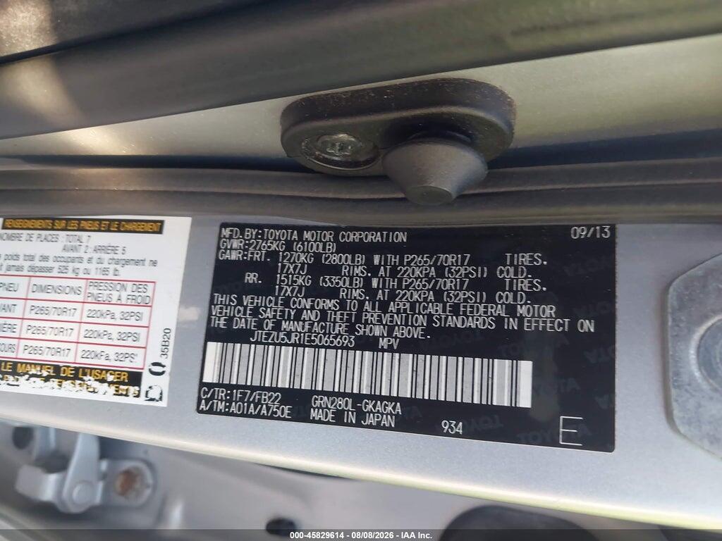 JTEZU5JR1E5065693 2014 TOYOTA 4RUNNER photo no. 9