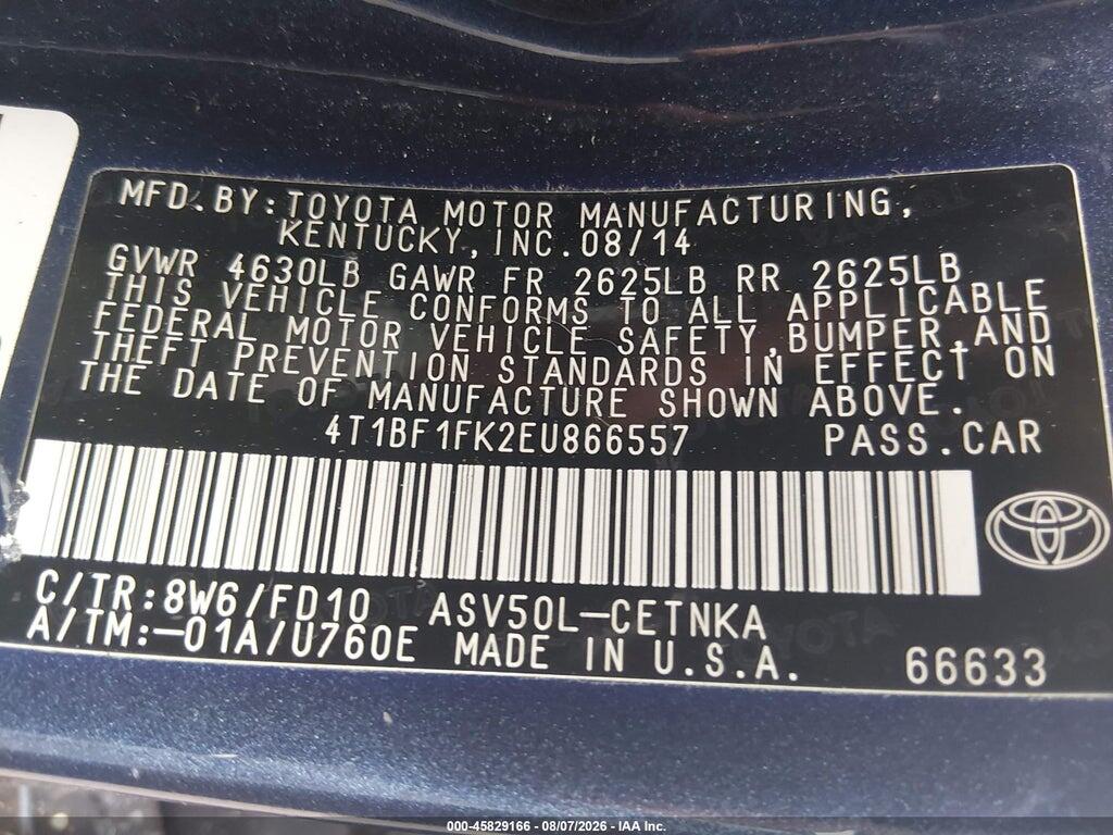 4T1BF1FK2EU866557 2014 TOYOTA CAMRY photo no. 9