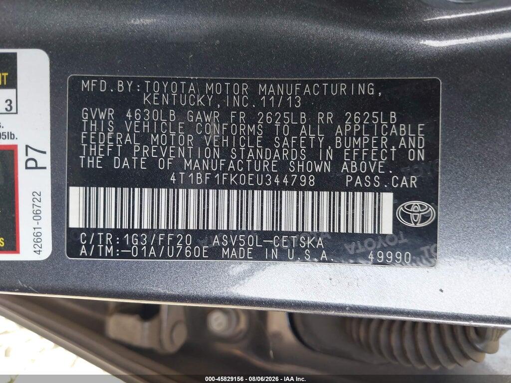 4T1BF1FK0EU344798 2014 TOYOTA CAMRY photo no. 9
