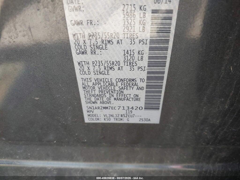 5N1AR2MM7EC713420 2014 NISSAN PATHFINDER photo no. 9