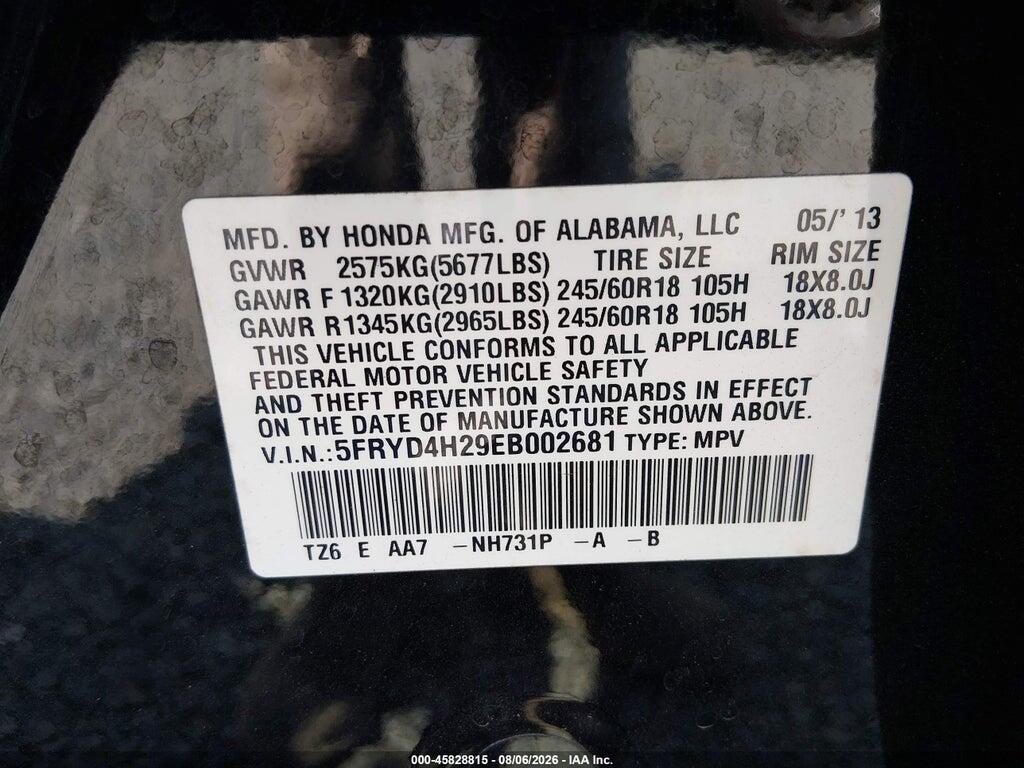 5FRYD4H29EB002681 2014 ACURA MDX photo no. 9