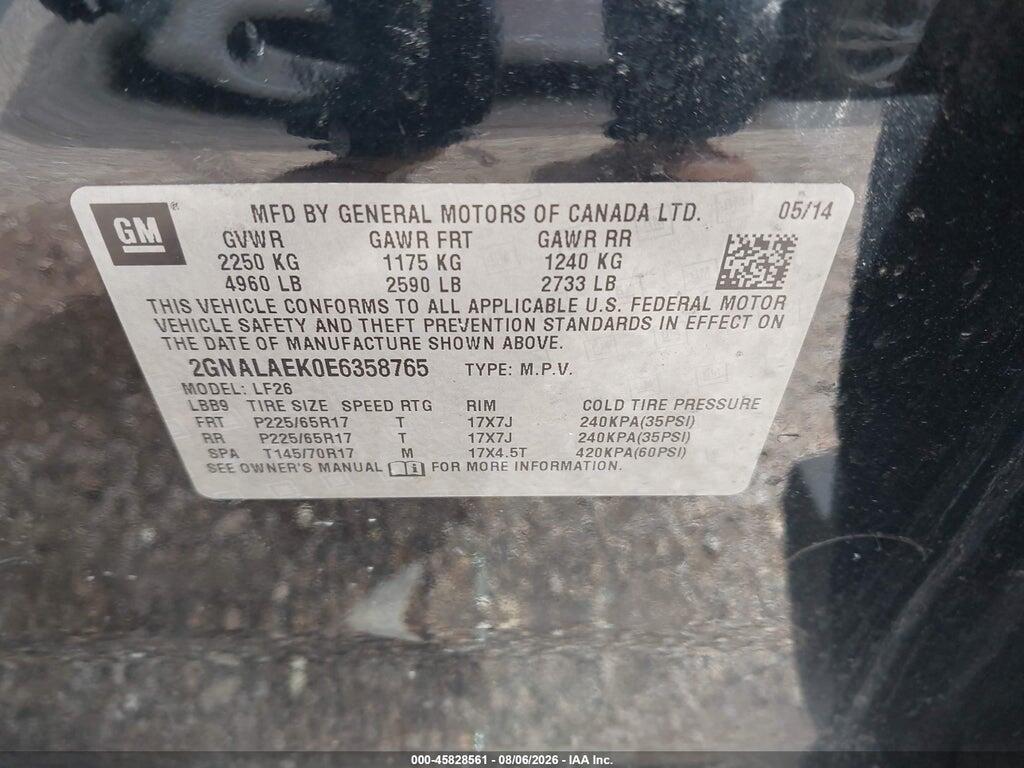 2GNALAEK0E6358765 2014 CHEVROLET EQUINOX photo no. 9