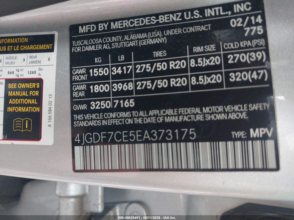 4JGDF7CE5EA373175 2014 MERCEDES-BENZ GL 450 photo no. 9
