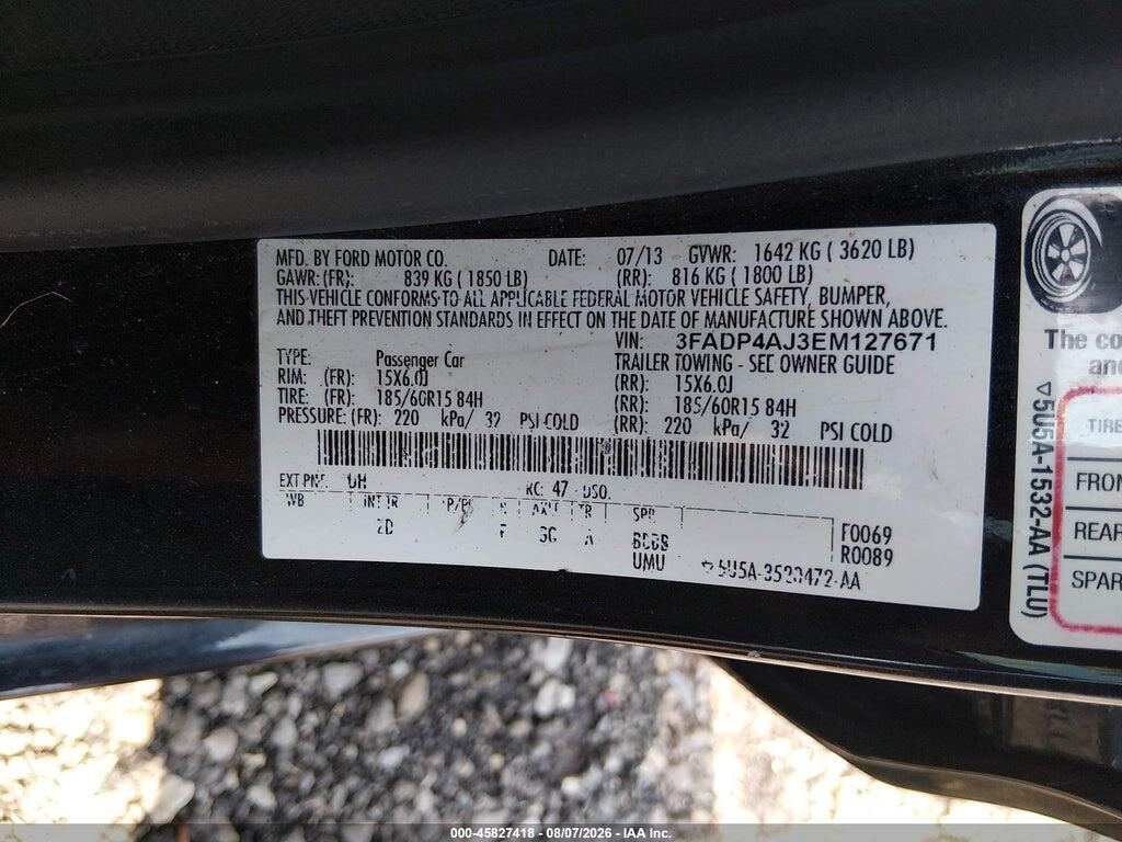 3FADP4AJ3EM127671 2014 FORD FIESTA photo no. 9