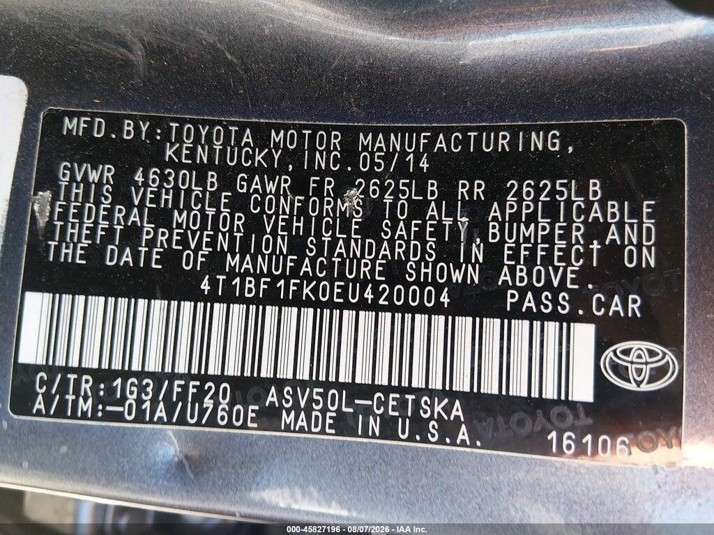 4T1BF1FK0EU420004 2014 TOYOTA CAMRY photo no. 9