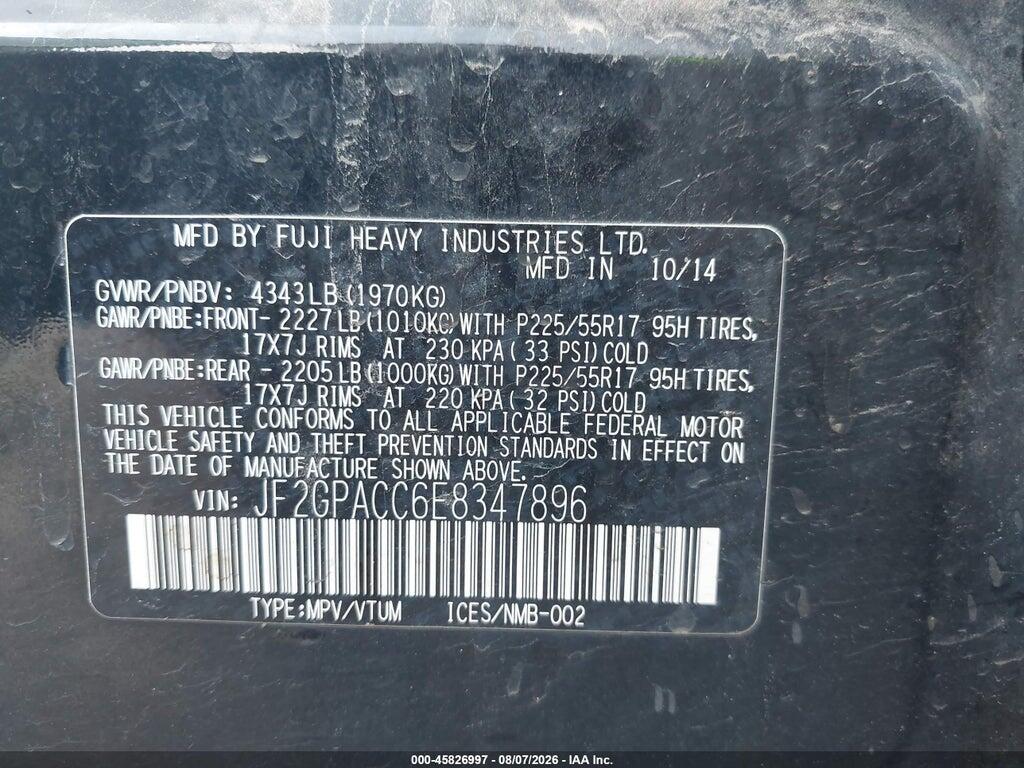 JF2GPACC0E8347896 2014 SUBARU XV CROSSTREK photo no. 9