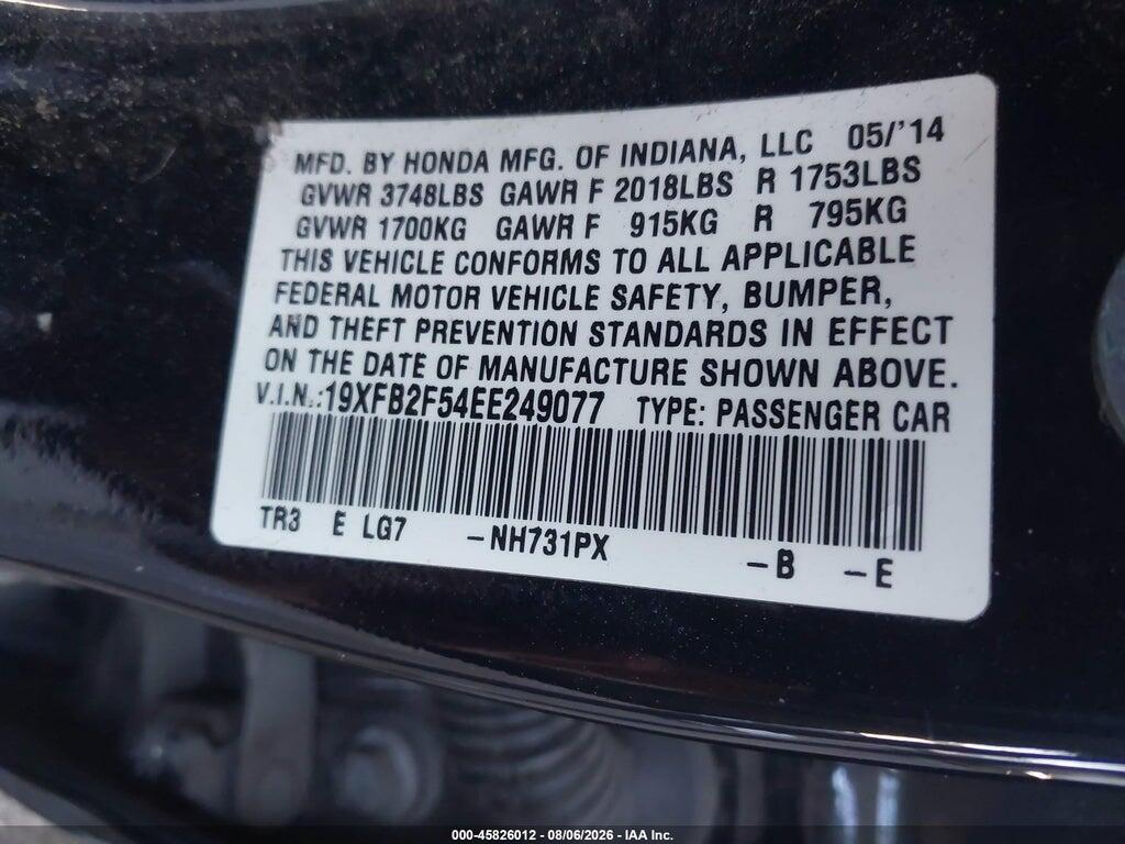 19XFB2F54EE249077 2014 HONDA CIVIC photo no. 9