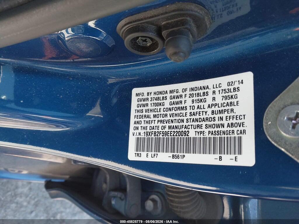 19XFB2F59EE220092 2014 HONDA CIVIC photo no. 9