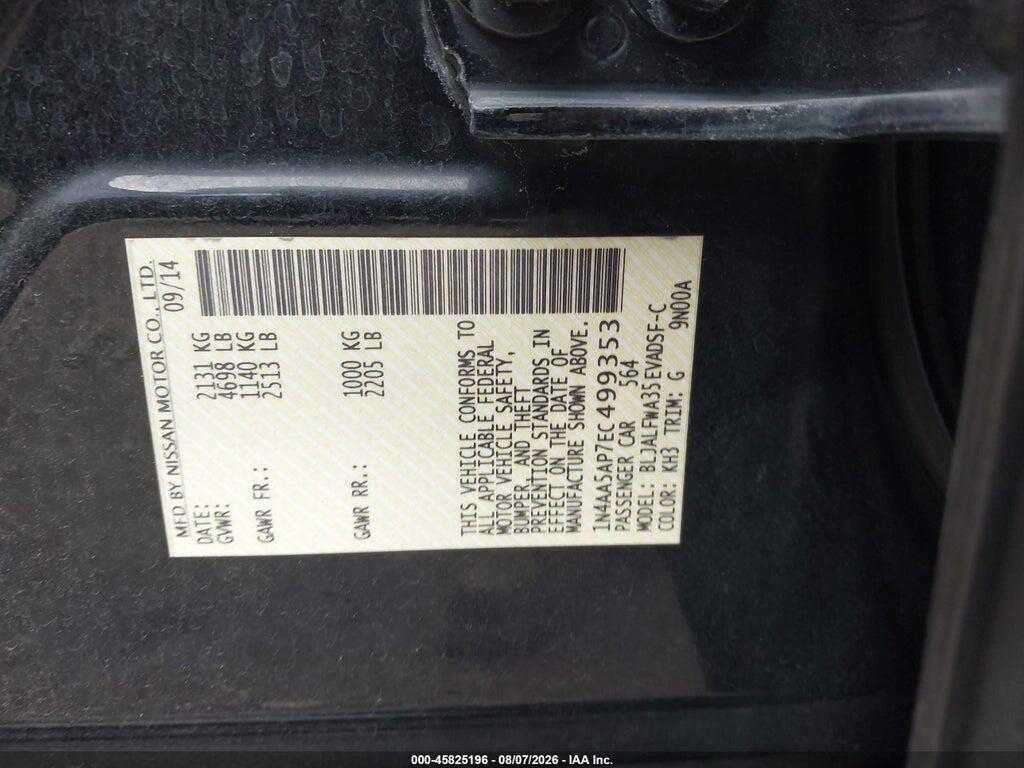 1N4AA5AP7EC499353 2014 NISSAN MAXIMA photo no. 9