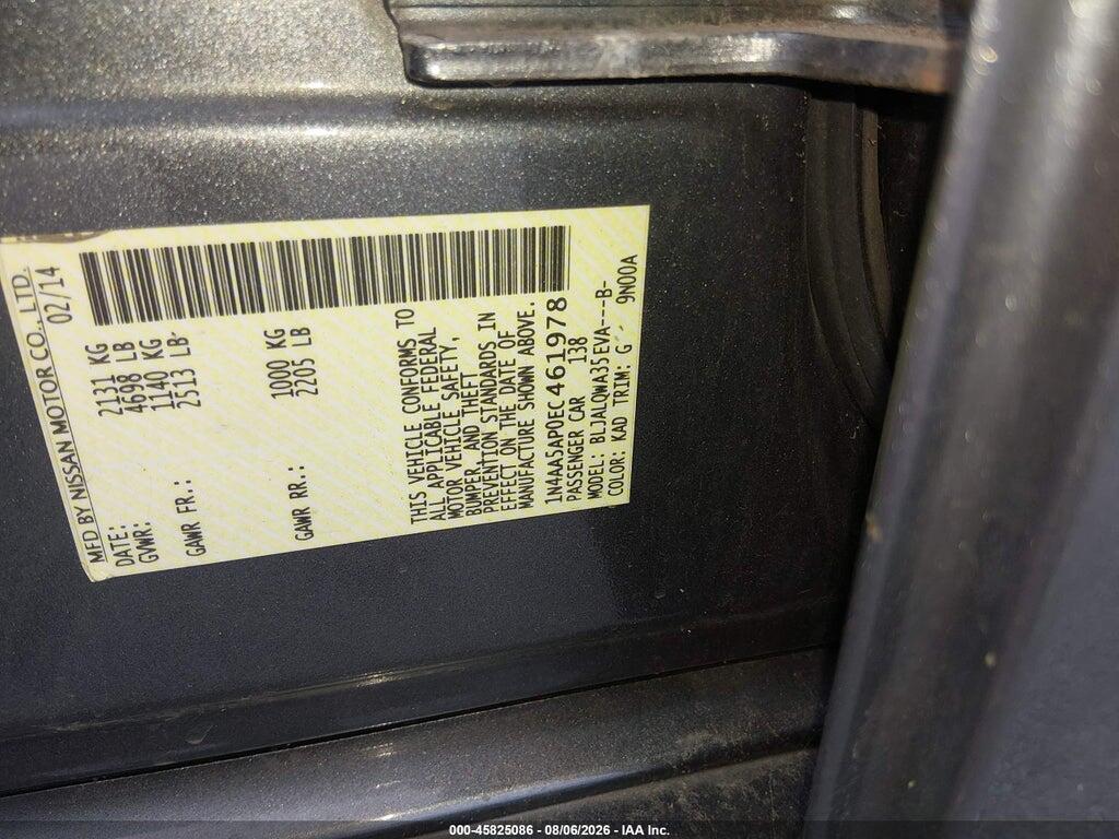 1N4AA5AP0EC461978 2014 NISSAN MAXIMA photo no. 9