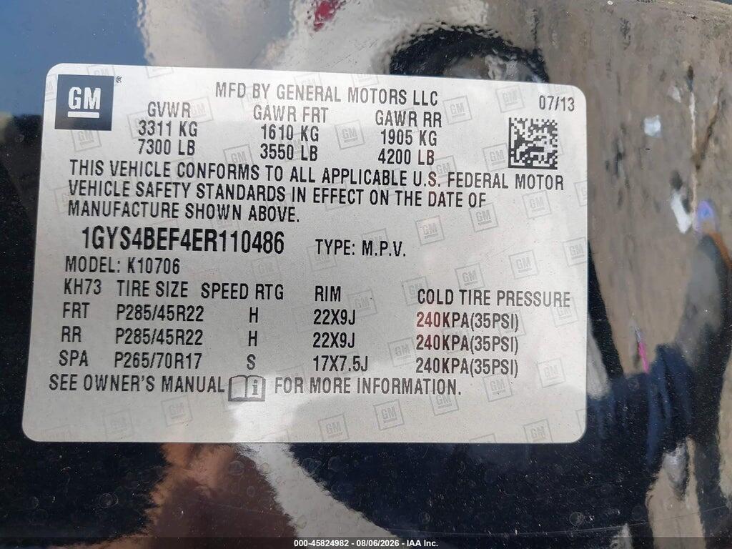 1GYS4BEF4ER110486 2014 CADILLAC ESCALADE photo no. 9