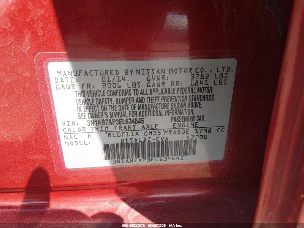 3N1AB7AP3EL634645 2014 NISSAN SENTRA photo no. 9