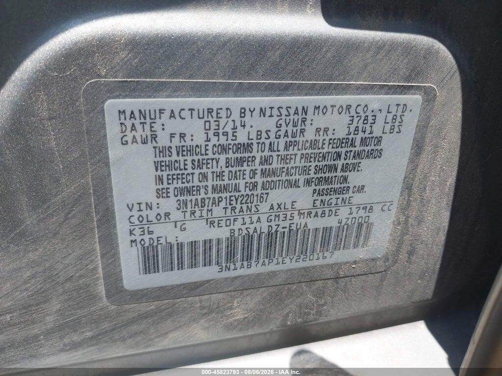 3N1AB7AP1EY220167 2014 NISSAN SENTRA photo no. 9