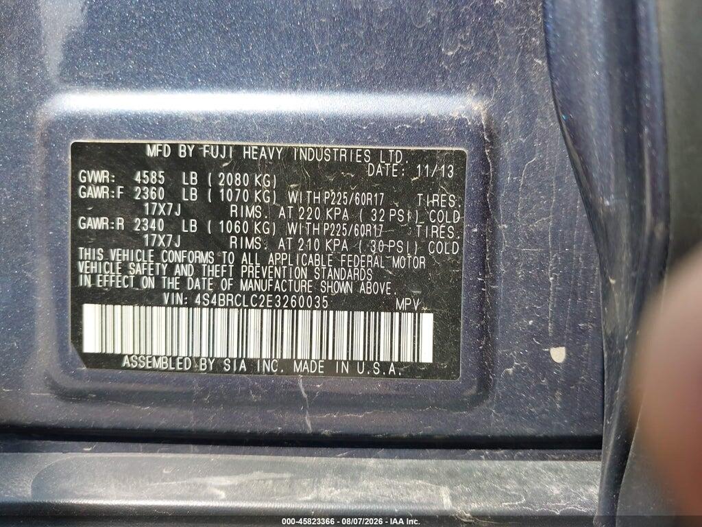 4S4BRCLC2E3260035 2014 SUBARU OUTBACK photo no. 9