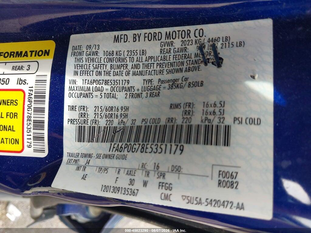 1FA6P0G78E5351179 2014 FORD FUSION photo no. 9