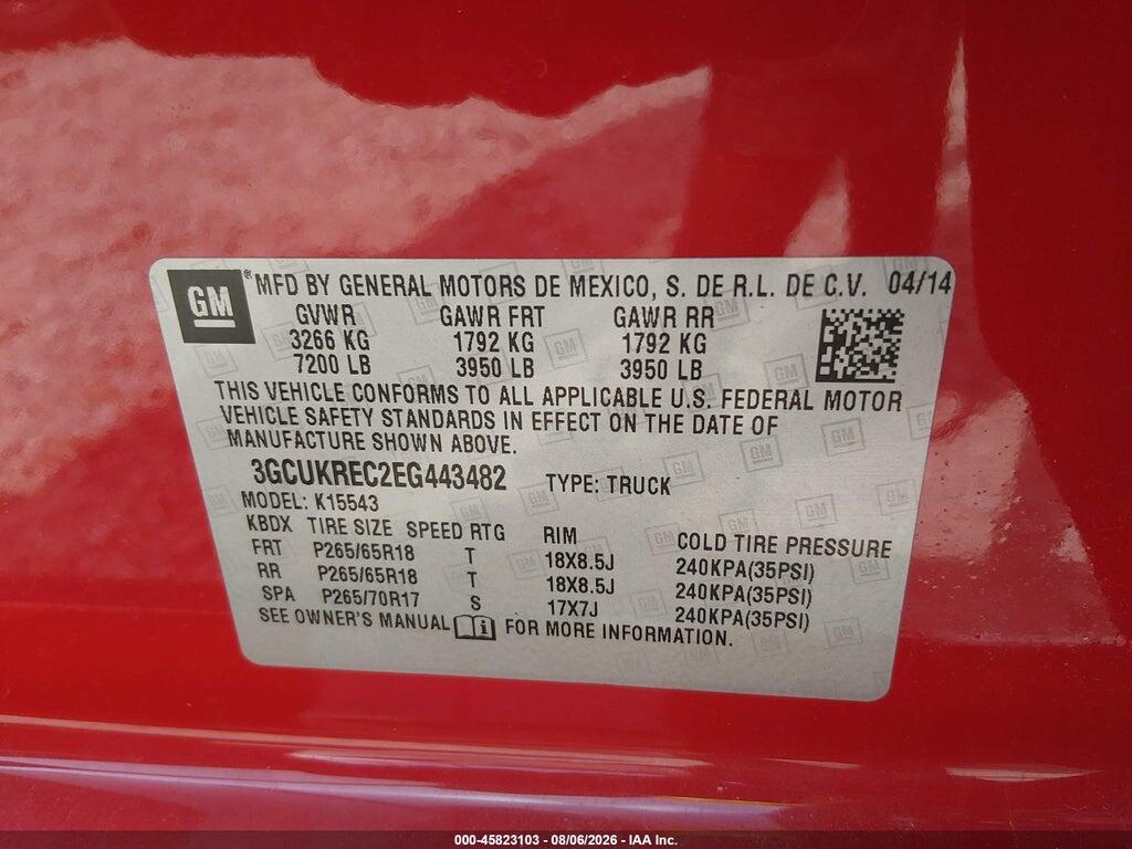 3GCUKREC2EG443482 2014 CHEVROLET SILVERADO 1500 photo no. 9