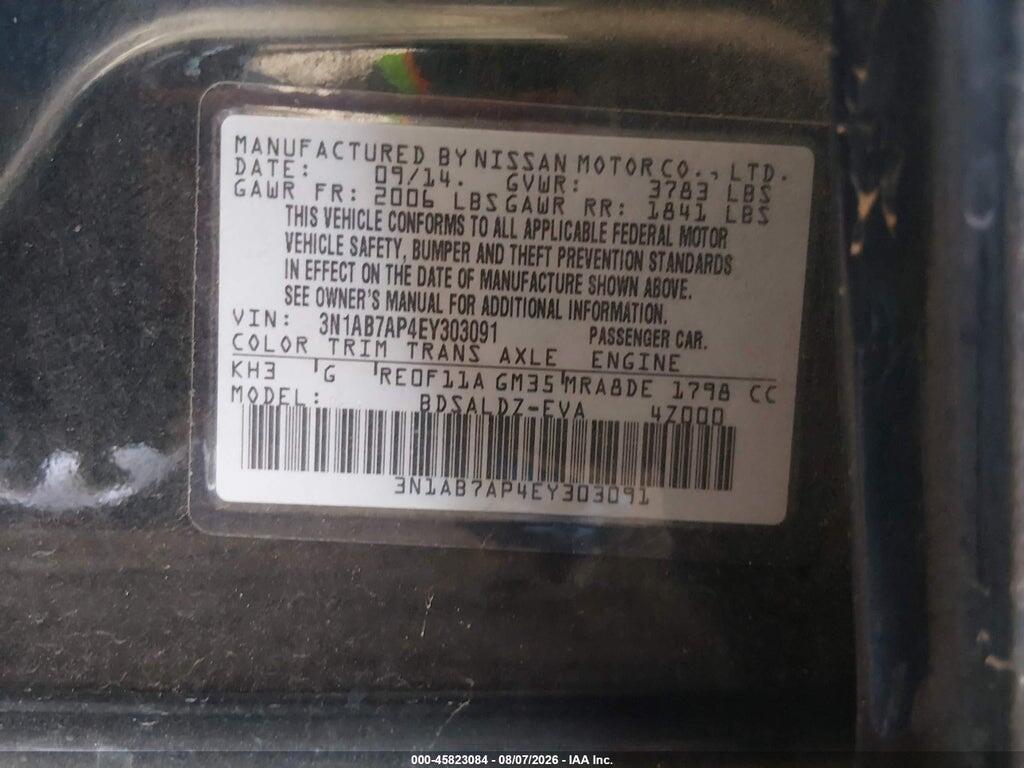 3N1AB7AP4EY303091 2014 NISSAN SENTRA photo no. 9