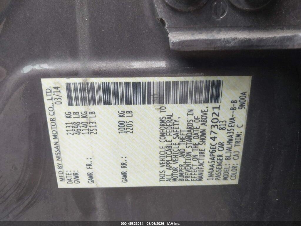 1N4AA5AP6EC473021 2014 NISSAN MAXIMA photo no. 9