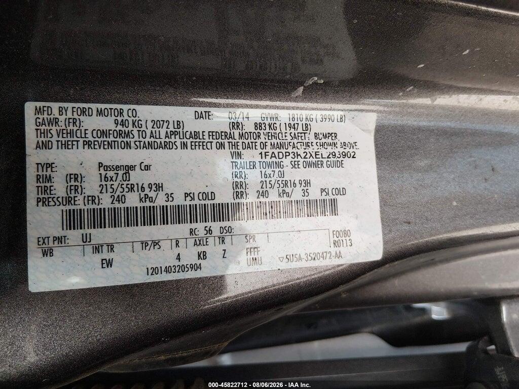 1FADP3K2XEL293902 2014 FORD FOCUS photo no. 9