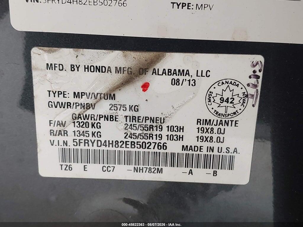5FRYD4H82EB502766 2014 ACURA MDX photo no. 9
