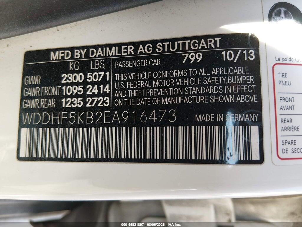 WDDHF5KB2EA916473 2014 MERCEDES-BENZ E 350 photo no. 9