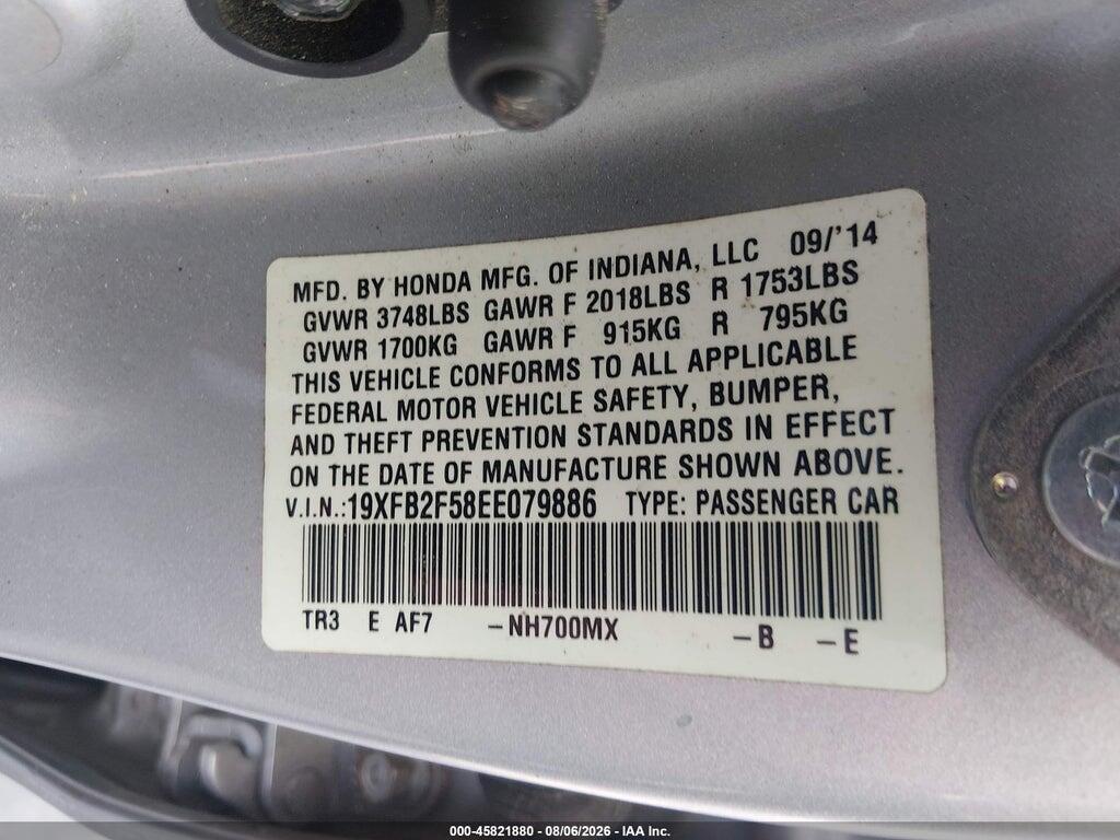 19XFB2F58EE079886 2014 HONDA CIVIC photo no. 9