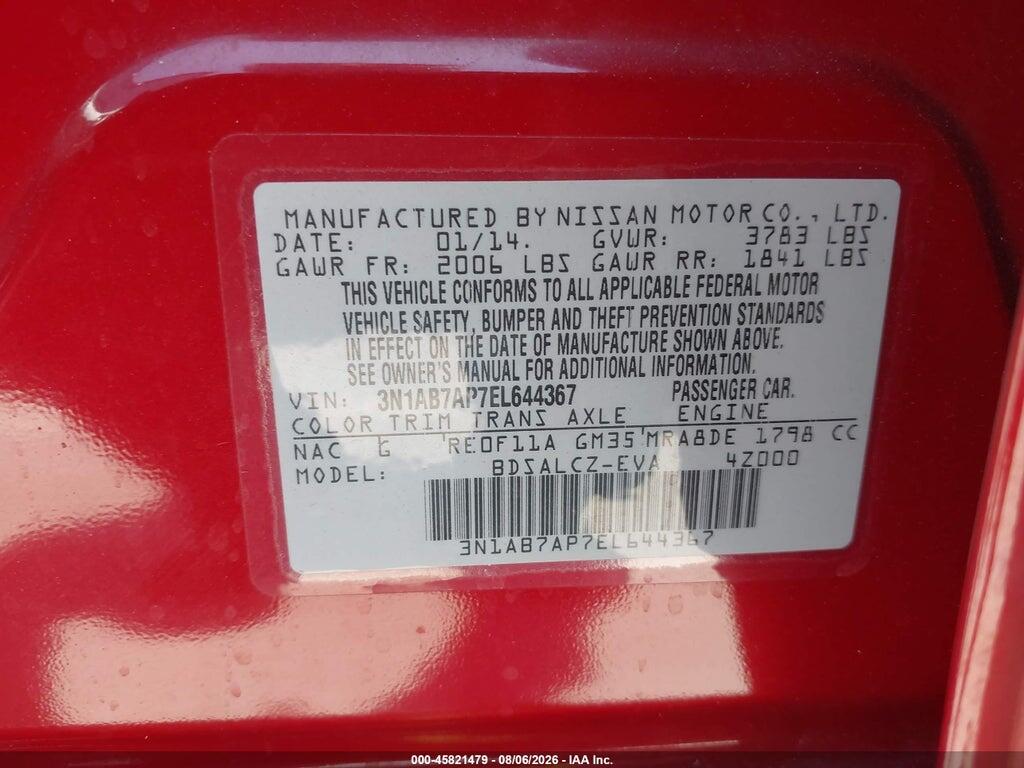 3N1AB7AP7EL644367 2014 NISSAN SENTRA photo no. 9