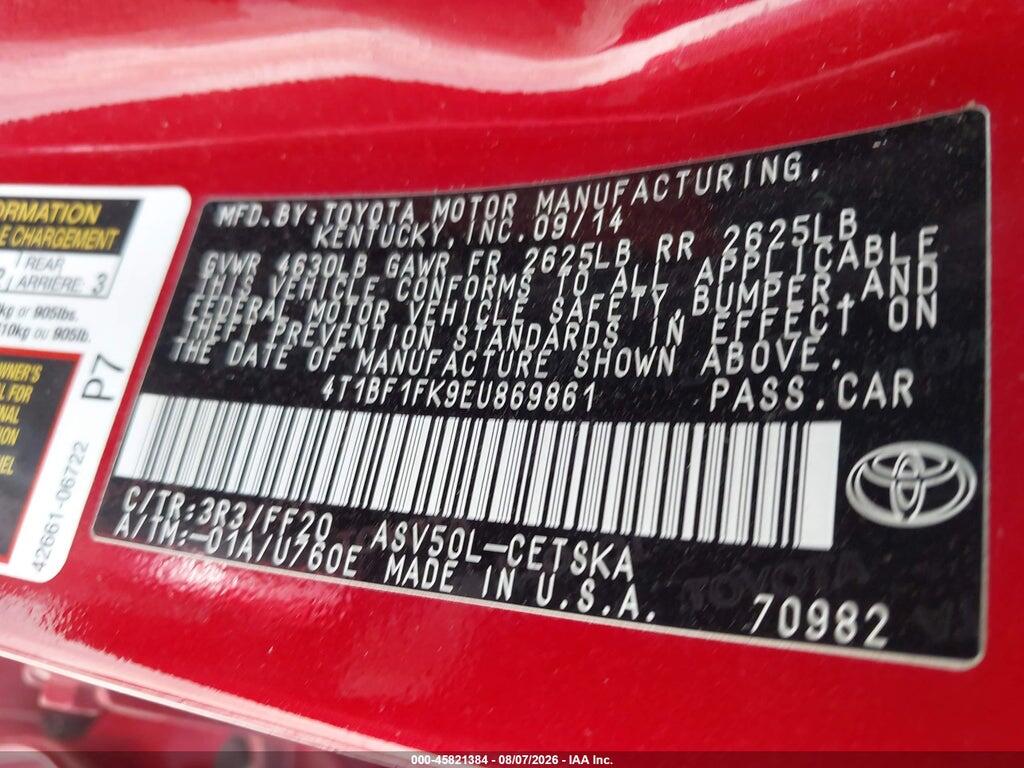 4T1BF1FK9EU869861 2014 TOYOTA CAMRY photo no. 9