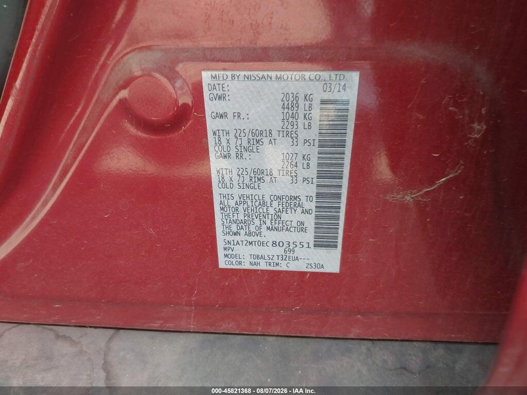 5N1AT2MT0EC803551 2014 NISSAN ROGUE photo no. 9