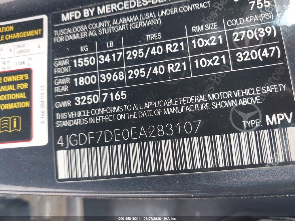 4JGDF7DE0EA283107 2014 MERCEDES-BENZ GL 550 photo no. 9