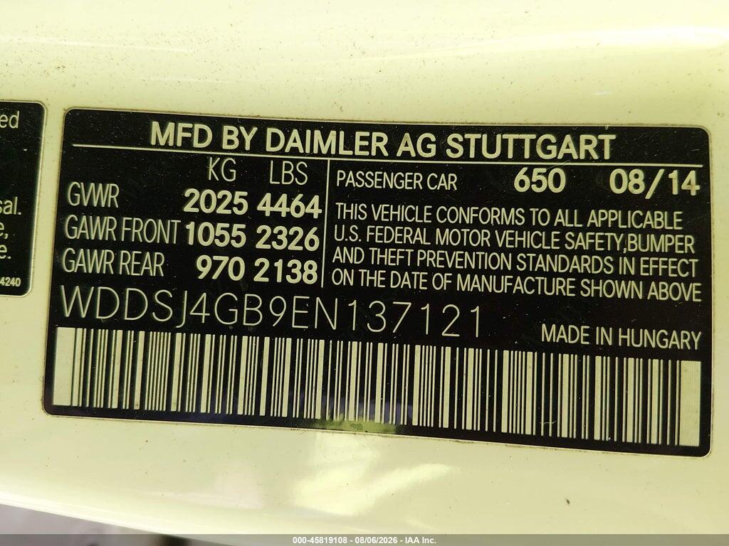 WDDSJ4GB9EN137121 2014 MERCEDES-BENZ CLA 250 photo no. 9