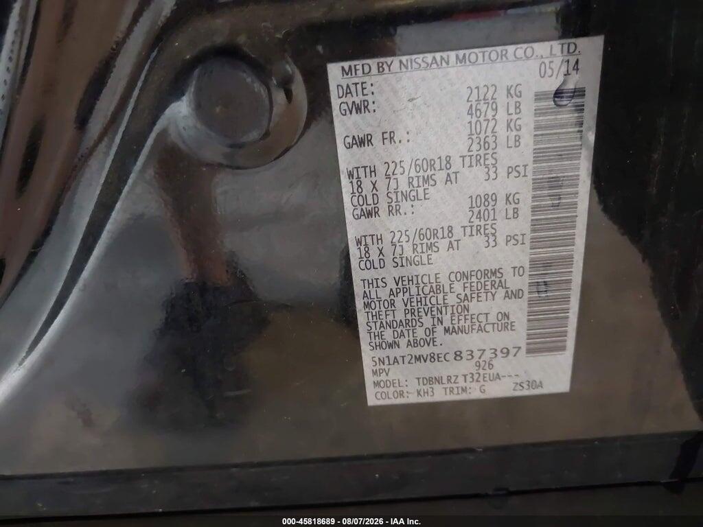 5N1AT2MV8EC837397 2014 NISSAN ROGUE photo no. 9