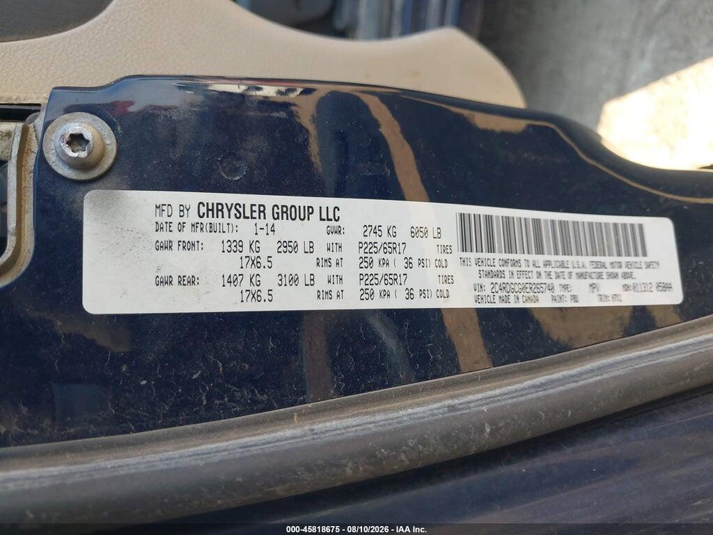 2C4RDGCG0ER265740 2014 DODGE GRAND CARAVAN photo no. 9