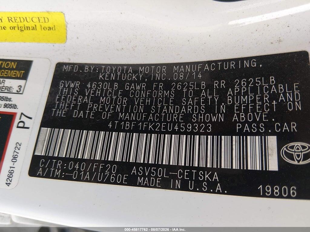 4T1BF1FK2EU459323 2014 TOYOTA CAMRY photo no. 8
